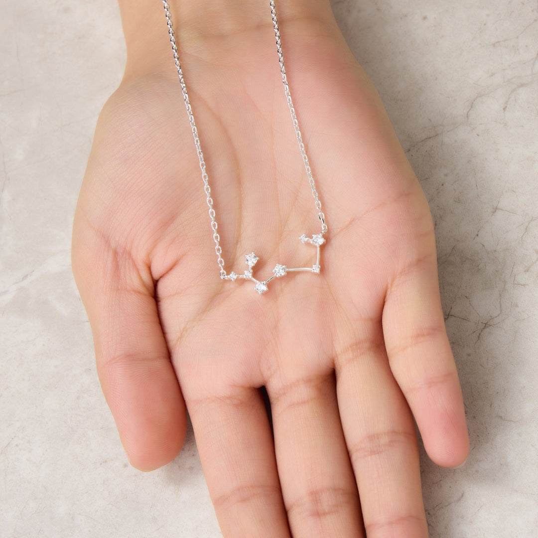 Sagittarius Star Sign Zodiac Constellation Necklace with Zircondia® Crystals - Philip Jones Jewellery