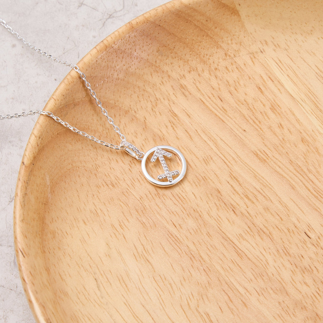 Sagittarius Star Sign Zodiac Necklace with Zircondia® Crystals - Philip Jones Jewellery