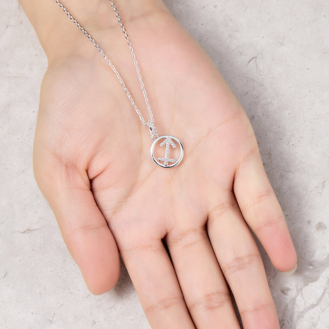 Sagittarius Star Sign Zodiac Necklace with Zircondia® Crystals - Philip Jones Jewellery