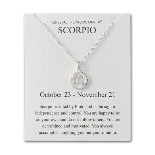 Scorpio Star Sign Zodiac Necklace and Quote Card with Zircondia® Crystals - Philip Jones Jewellery