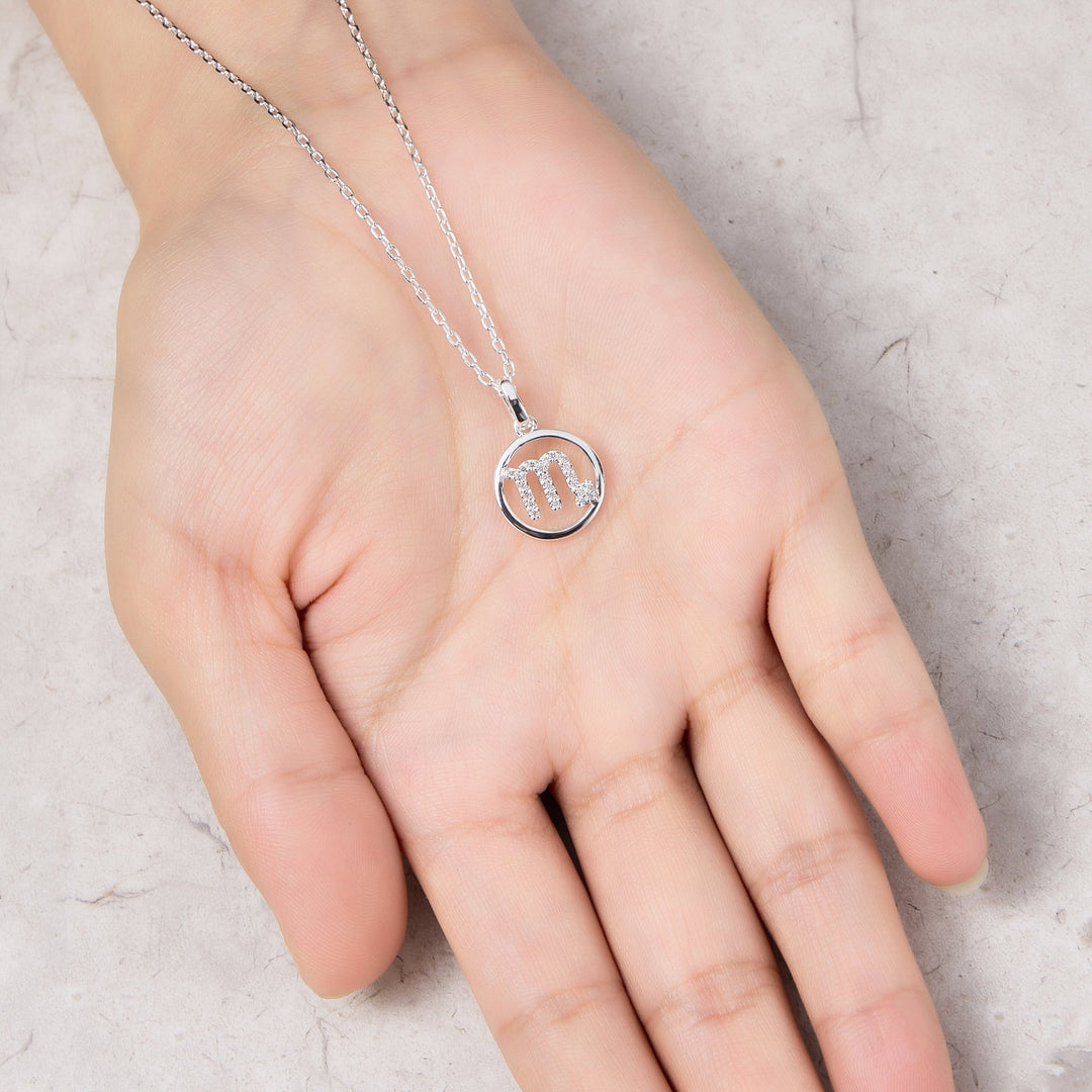Scorpio Star Sign Zodiac Necklace and Quote Card with Zircondia® Crystals - Philip Jones Jewellery