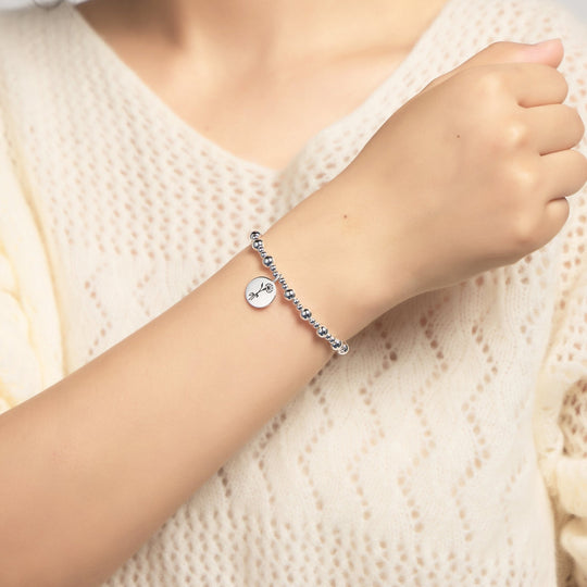 September Birth Flower Morning Glory Beaded Stretch Bracelet