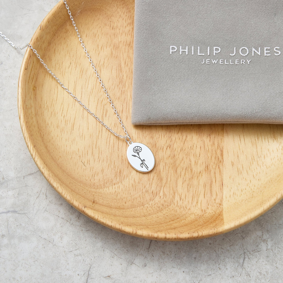 September Birth Flower Morning Glory Necklace - Philip Jones Jewellery