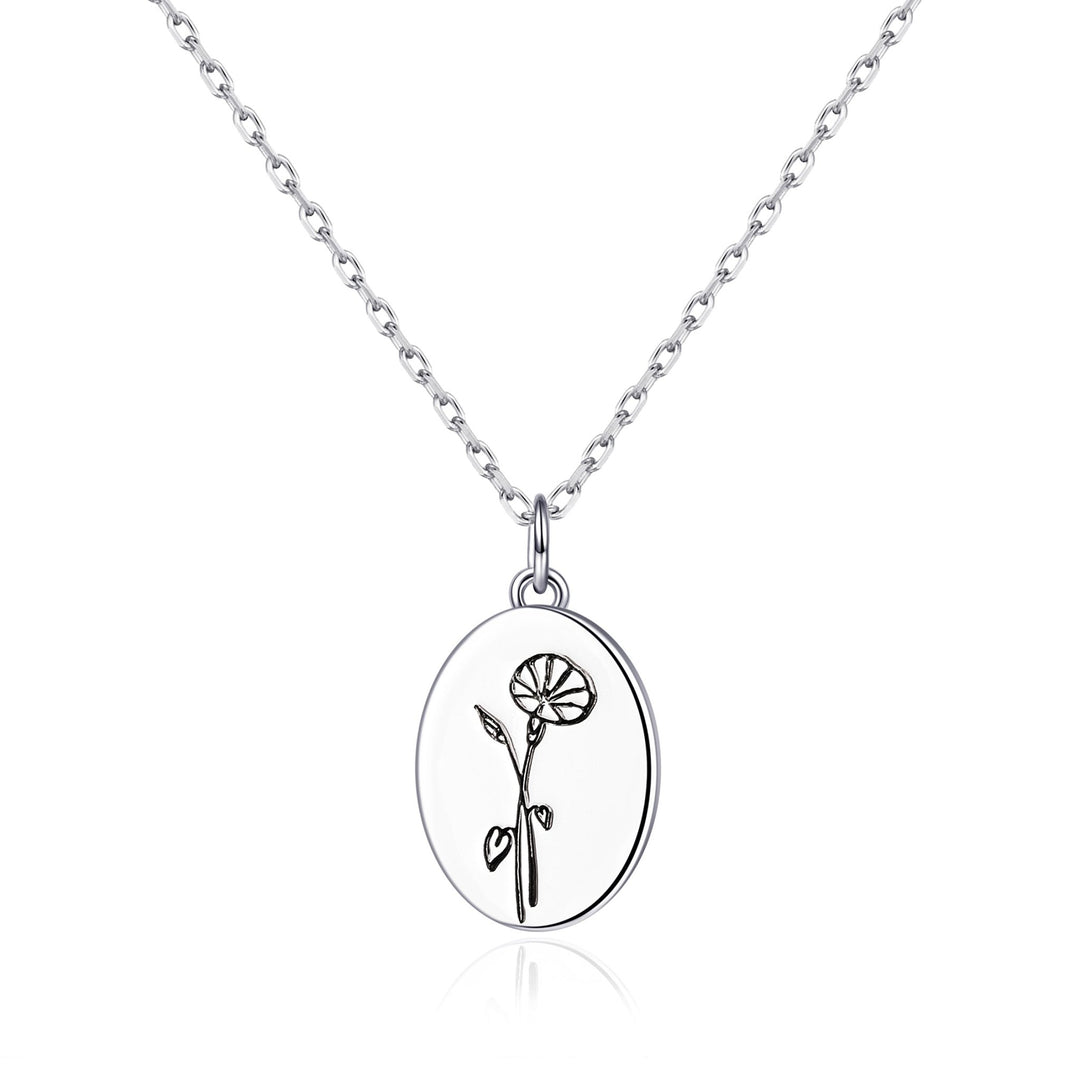 September Birth Flower Morning Glory Necklace with Card - Philip Jones Jewellery