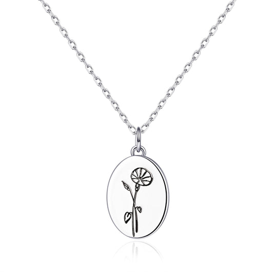 September Birth Flower Morning Glory Necklace with Card - Philip Jones Jewellery