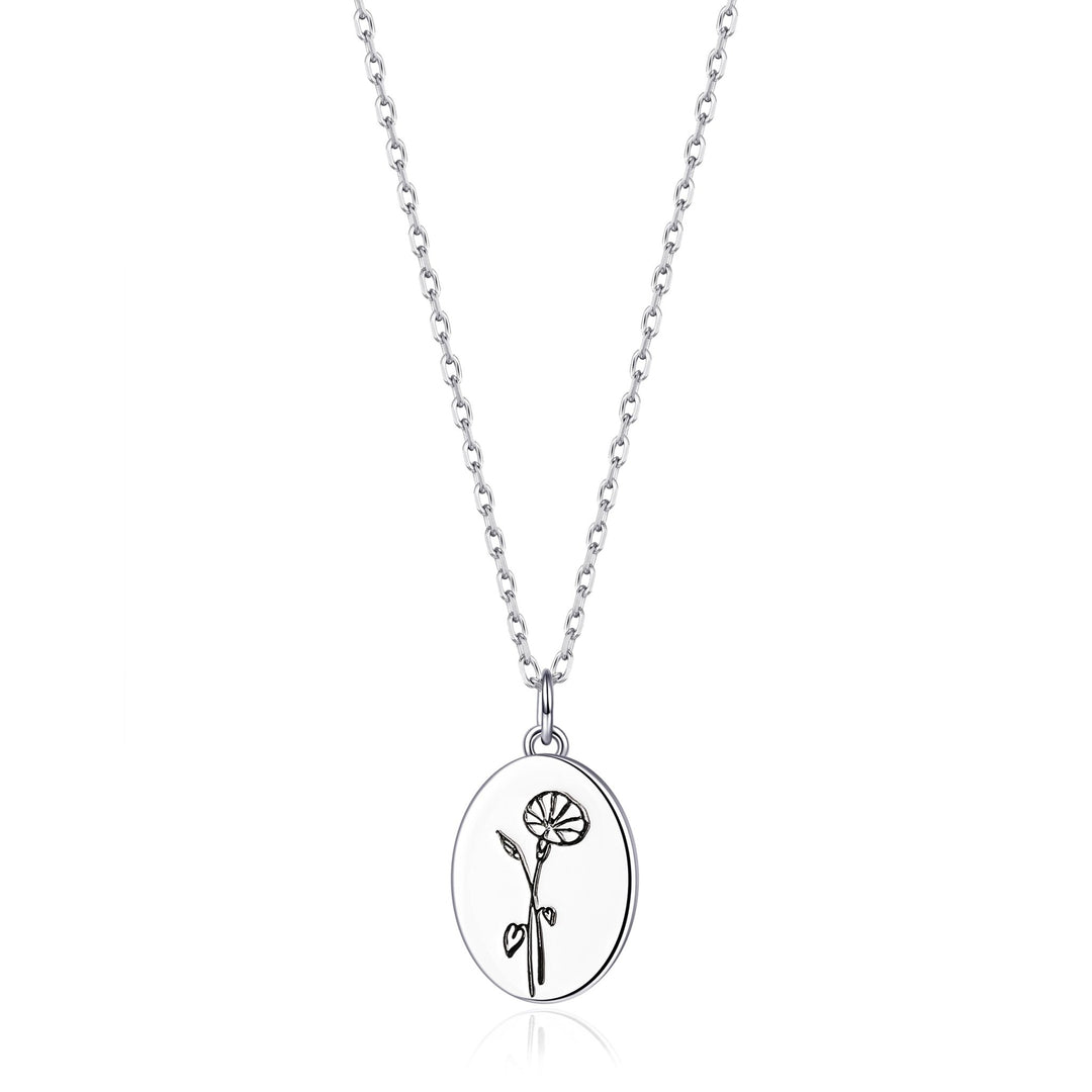 September Birth Flower Morning Glory Necklace with Card - Philip Jones Jewellery