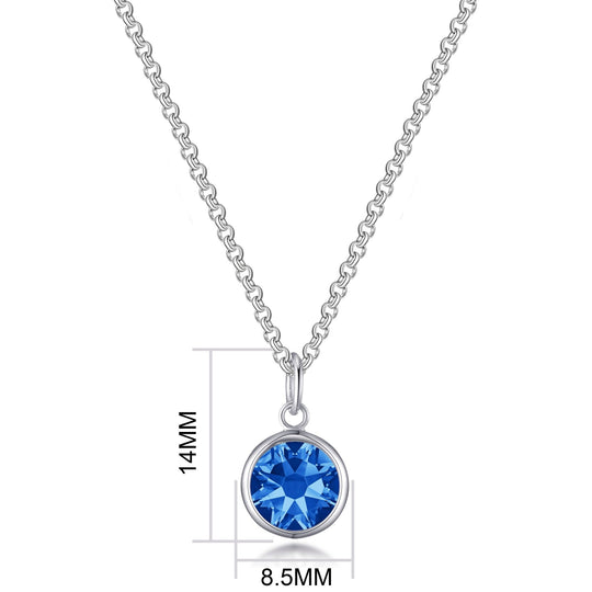 September (Sapphire) Birthstone Necklace with Initial Charm (A to Z) Created with Zircondia® Crystals - Philip Jones Jewellery