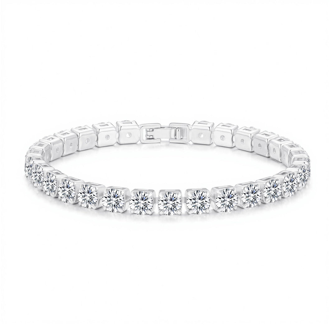 Silver Plated 5mm Tennis Bracelet Created with Zircondia® Crystals - Philip Jones Jewellery