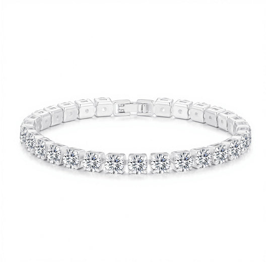 Silver Plated 5mm Tennis Bracelet Created with Zircondia® Crystals - Philip Jones Jewellery