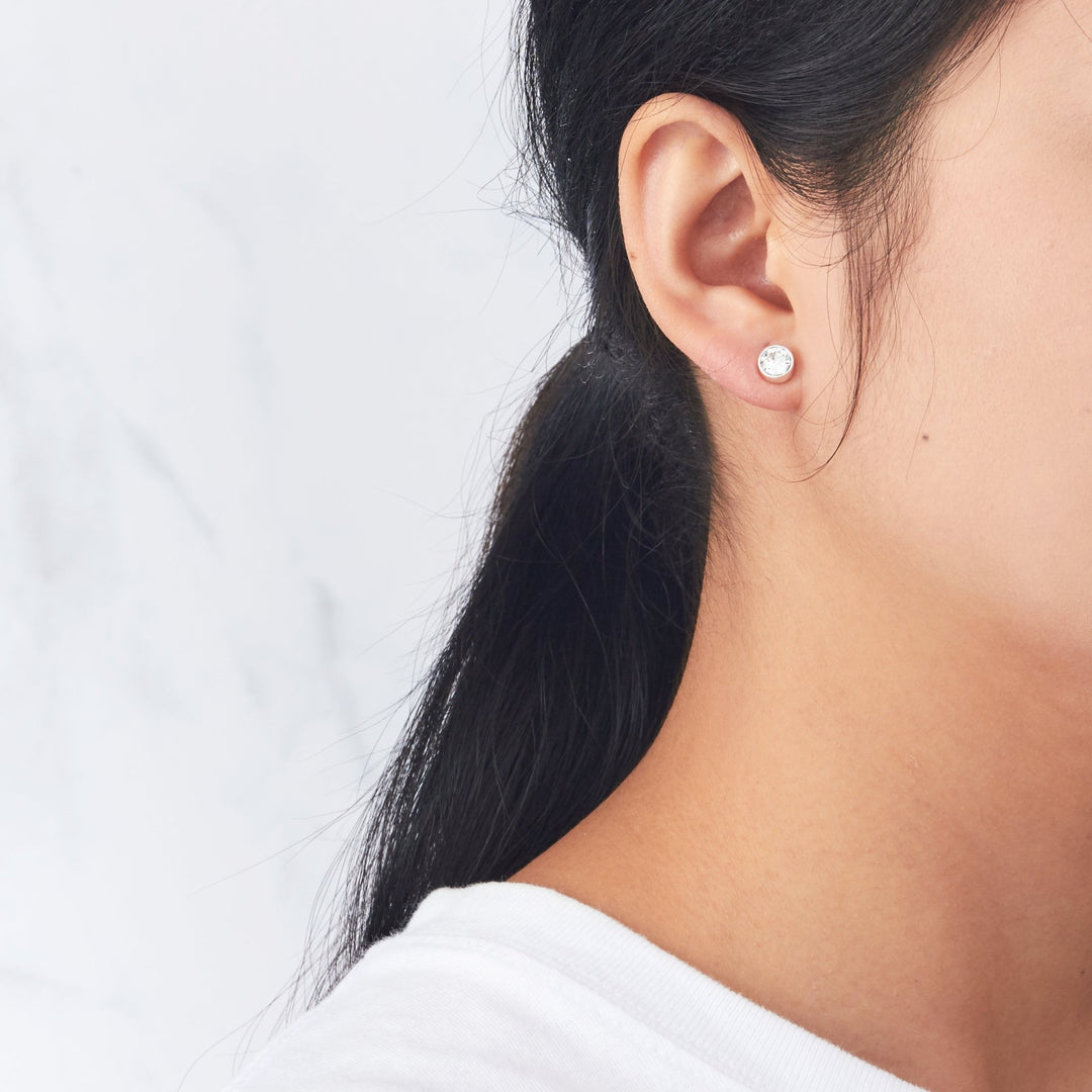 Silver Plated 6mm Magnetic Clip On Earrings Created with Zircondia