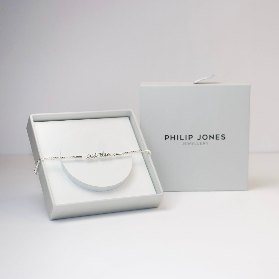 Silver Plated Auntie Bracelet Created with Zircondia® Crystals with Gift Box - Philip Jones Jewellery