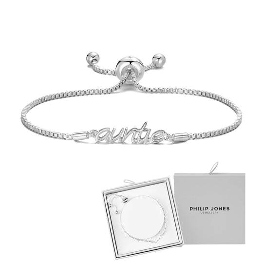 Silver Plated Auntie Bracelet Created with Zircondia® Crystals with Gift Box - Philip Jones Jewellery
