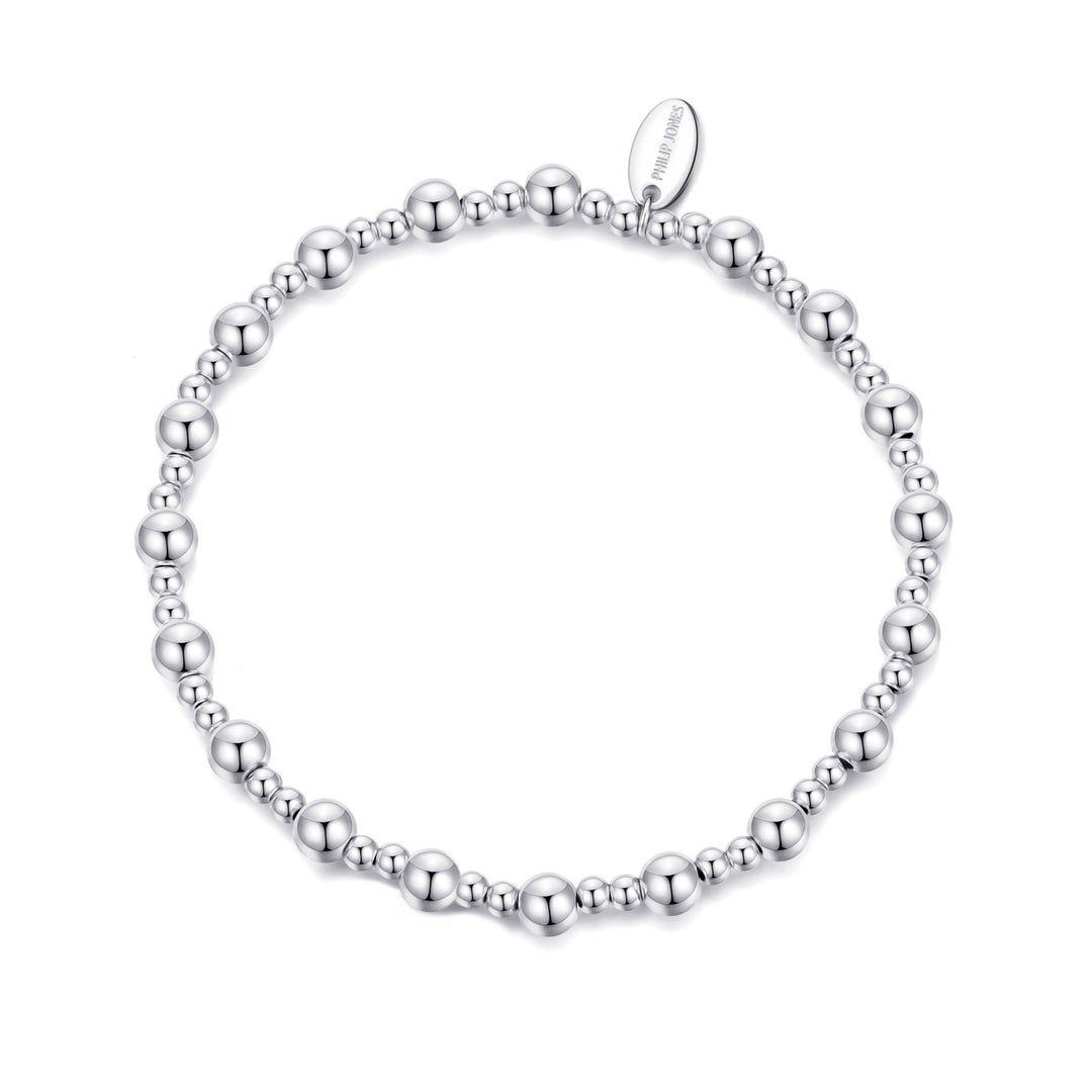 Silver Plated Beaded Stretch Bracelet - Philip Jones Jewellery
