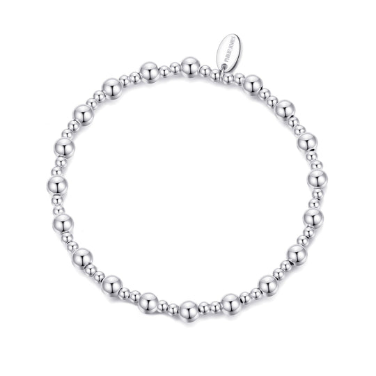Silver Plated Beaded Stretch Bracelet - Philip Jones Jewellery