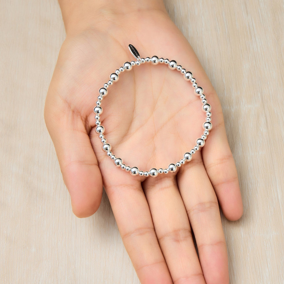 Silver Plated Beaded Stretch Bracelet - Philip Jones Jewellery