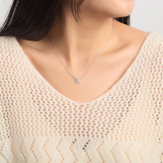 Silver Plated Butterfly Necklace Created with Zircondia® Crystals - Philip Jones Jewellery
