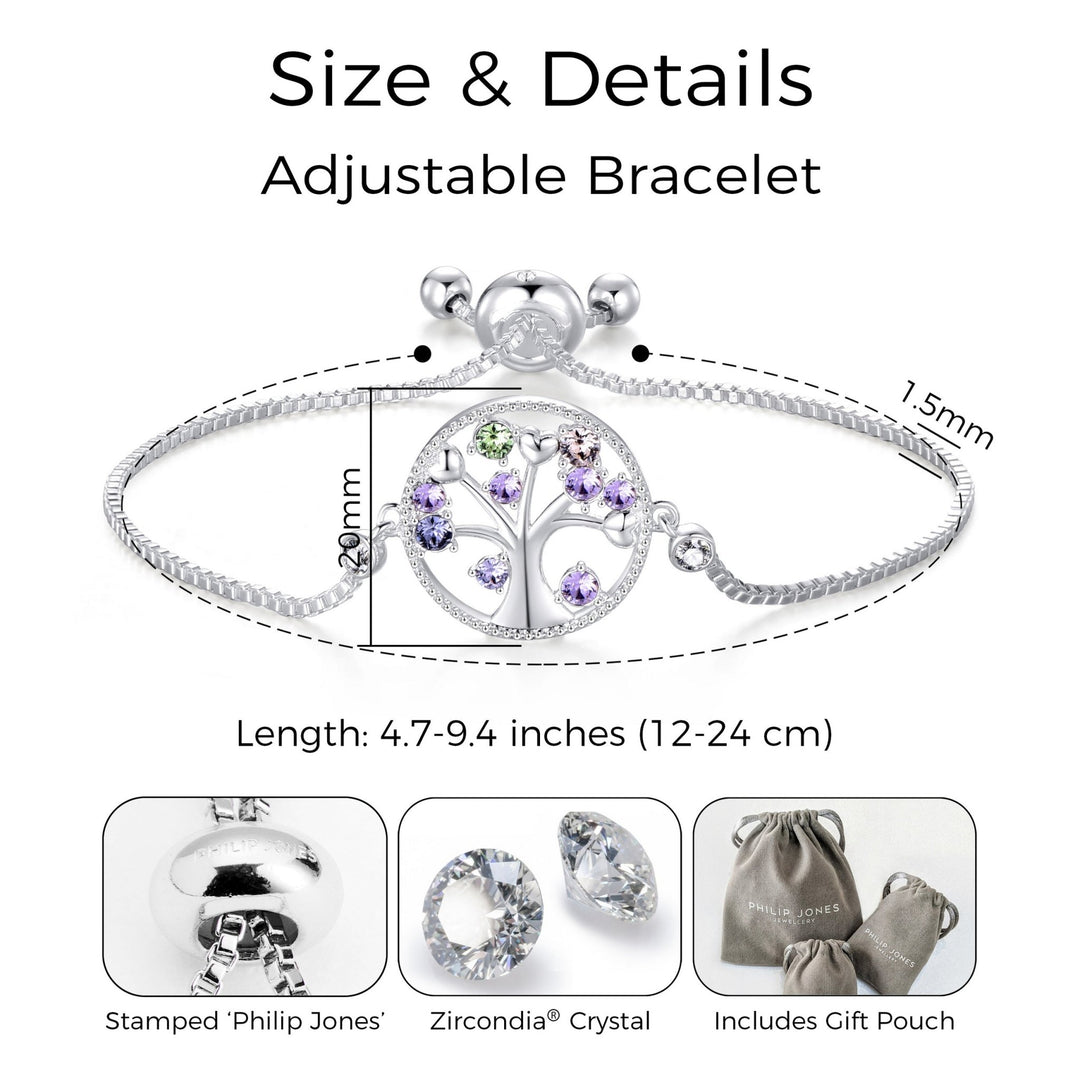 Silver Plated Chakra Tree of Life Bracelet Created with Zircondia® Crystals - Philip Jones Jewellery