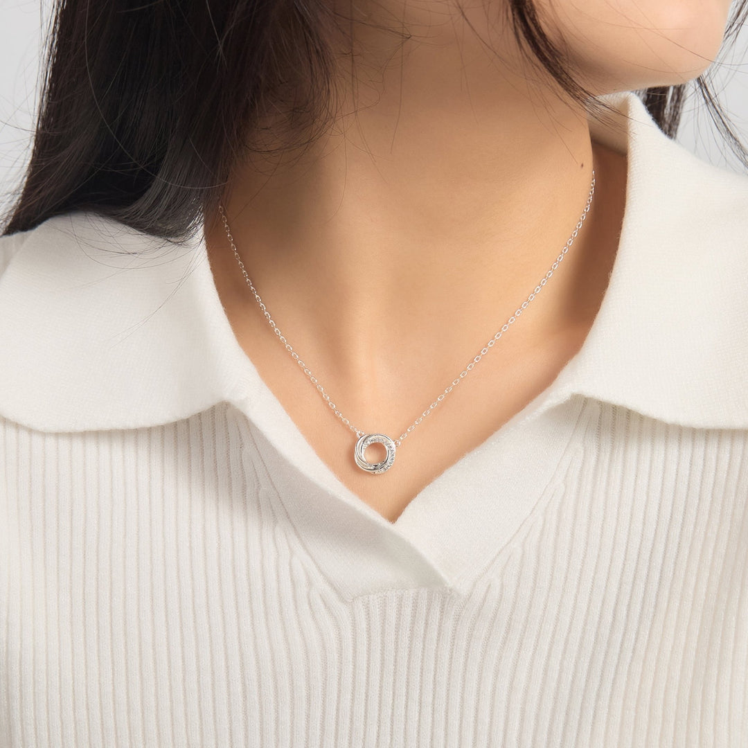 Silver Plated Circle Knot Necklace Created with Zircondia® Crystals - Philip Jones Jewellery