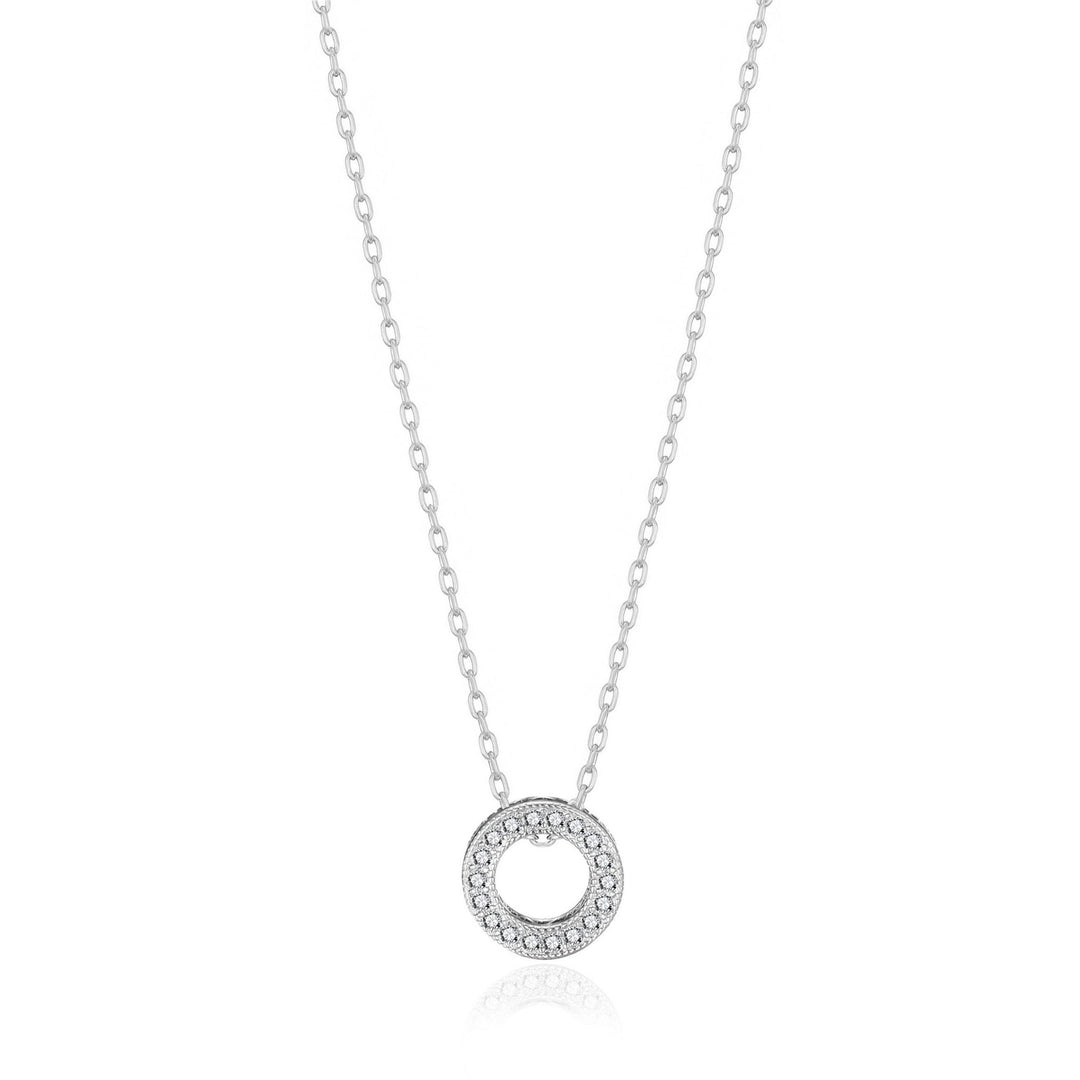 Silver Plated Circle of Life Necklace Created with Zircondia® Crystals - Philip Jones Jewellery