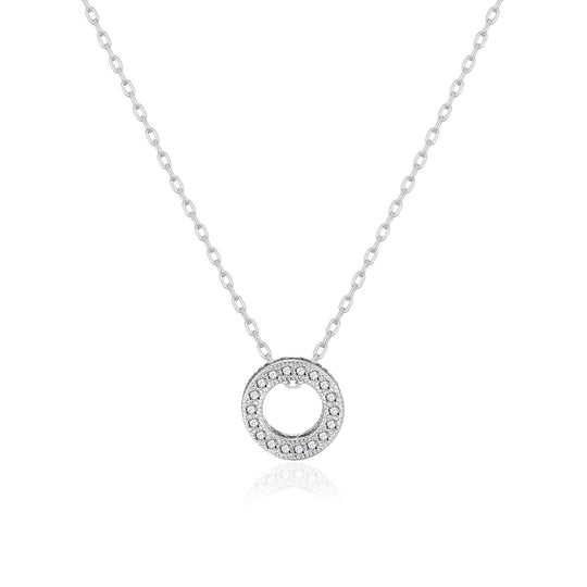 Silver Plated Circle of Life Necklace Created with Zircondia® Crystals - Philip Jones Jewellery