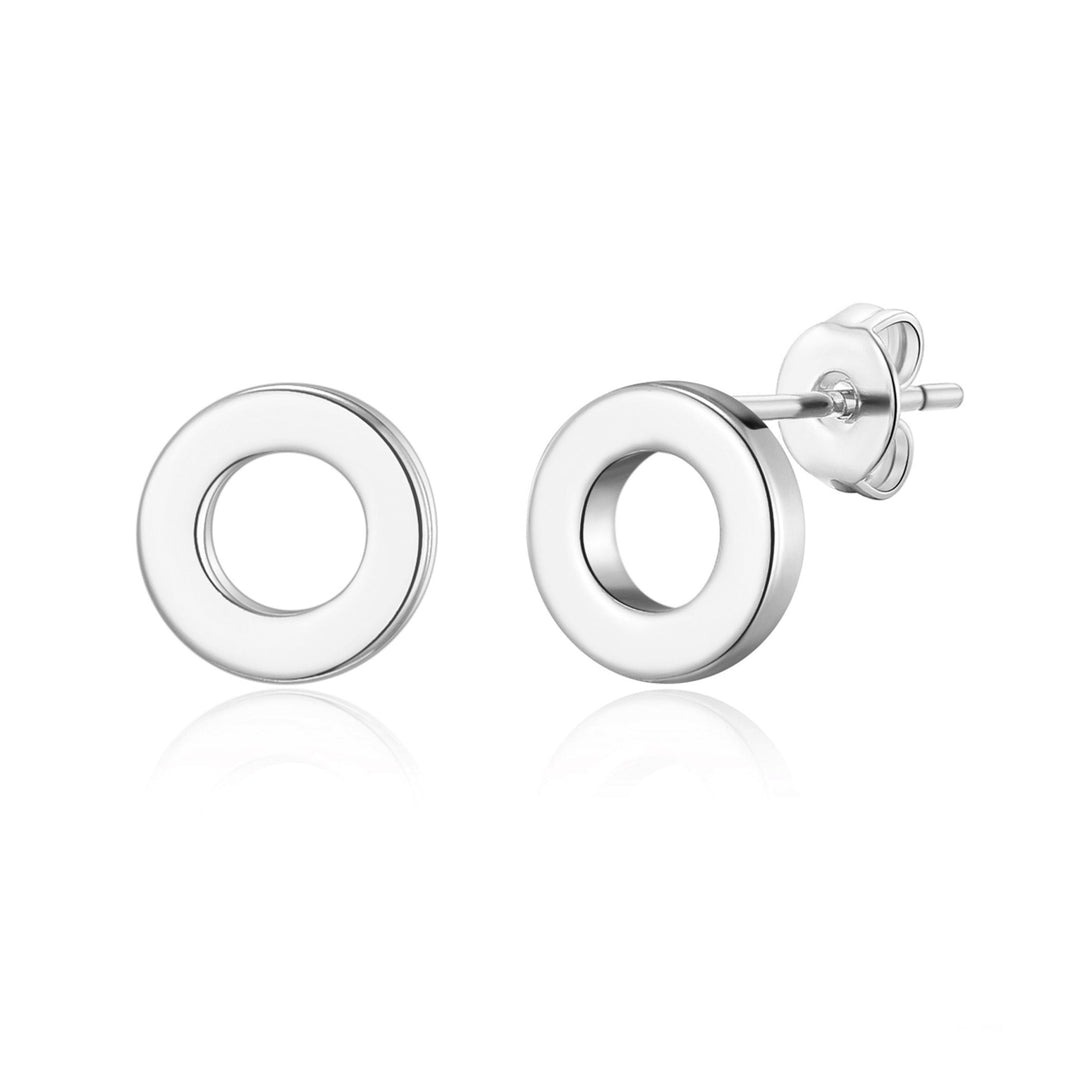 Silver Plated Circle Stud Earrings - Philip Jones Jewellery