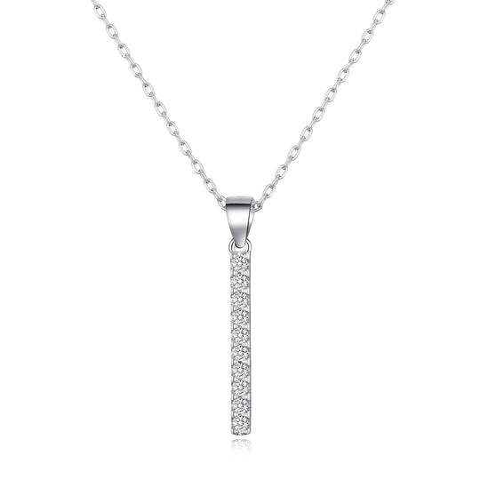 Silver Plated Crystal Bar Drop Necklace Created with Zircondia® Crystals - Philip Jones Jewellery