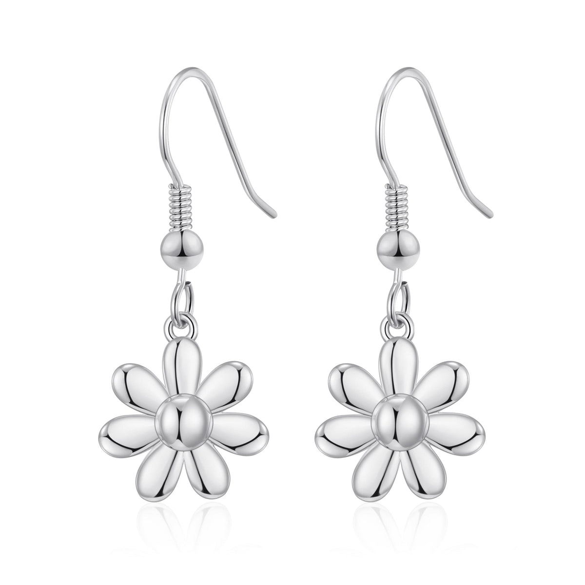 Philip Jones Daisy Earrings – Hoop, Stud and Drop Jewellery Styles 5 silver plated daisy drop earrings 758807