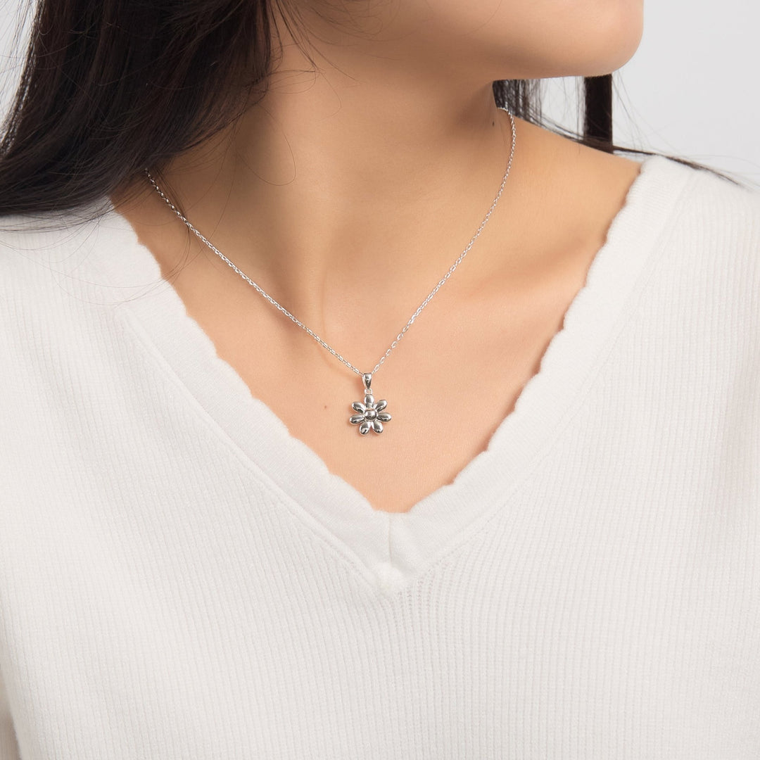 Silver Plated Daisy Necklace - Philip Jones Jewellery