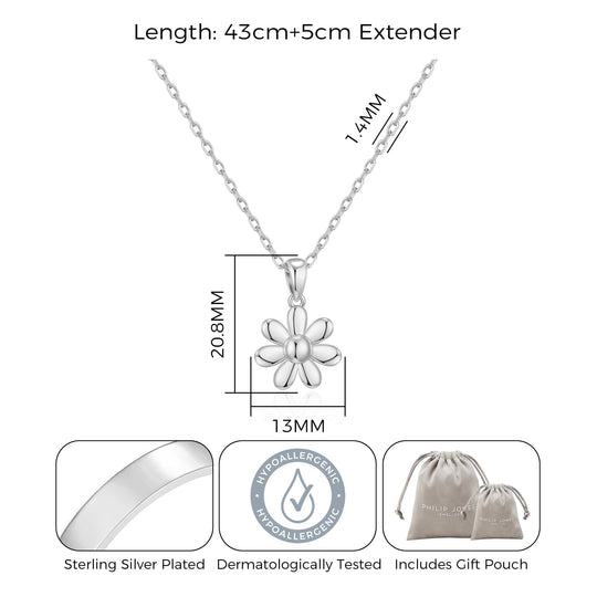 Silver Plated Daisy Necklace - Philip Jones Jewellery