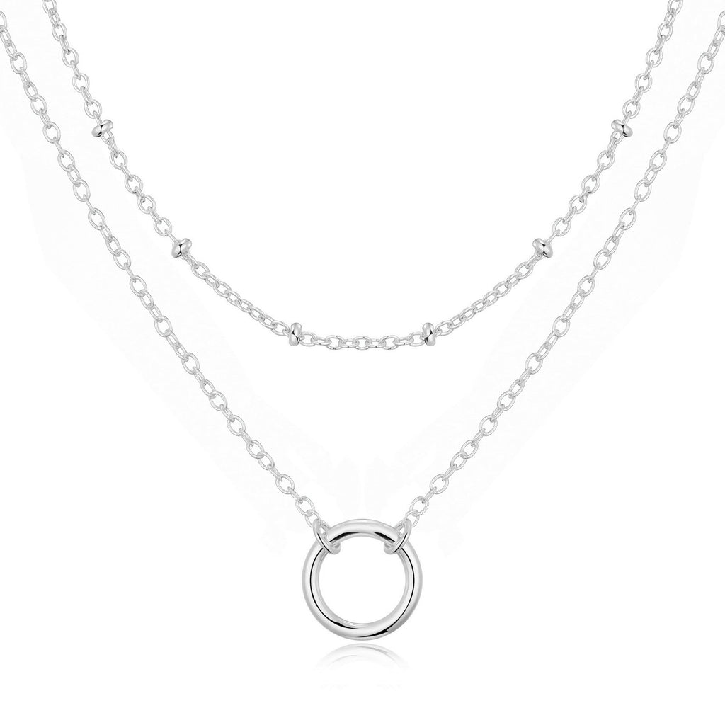 Silver Plated Double Layered Circle Necklace by Philip Jones Silver Plated Double Layered Circle Necklace by Philip Jones