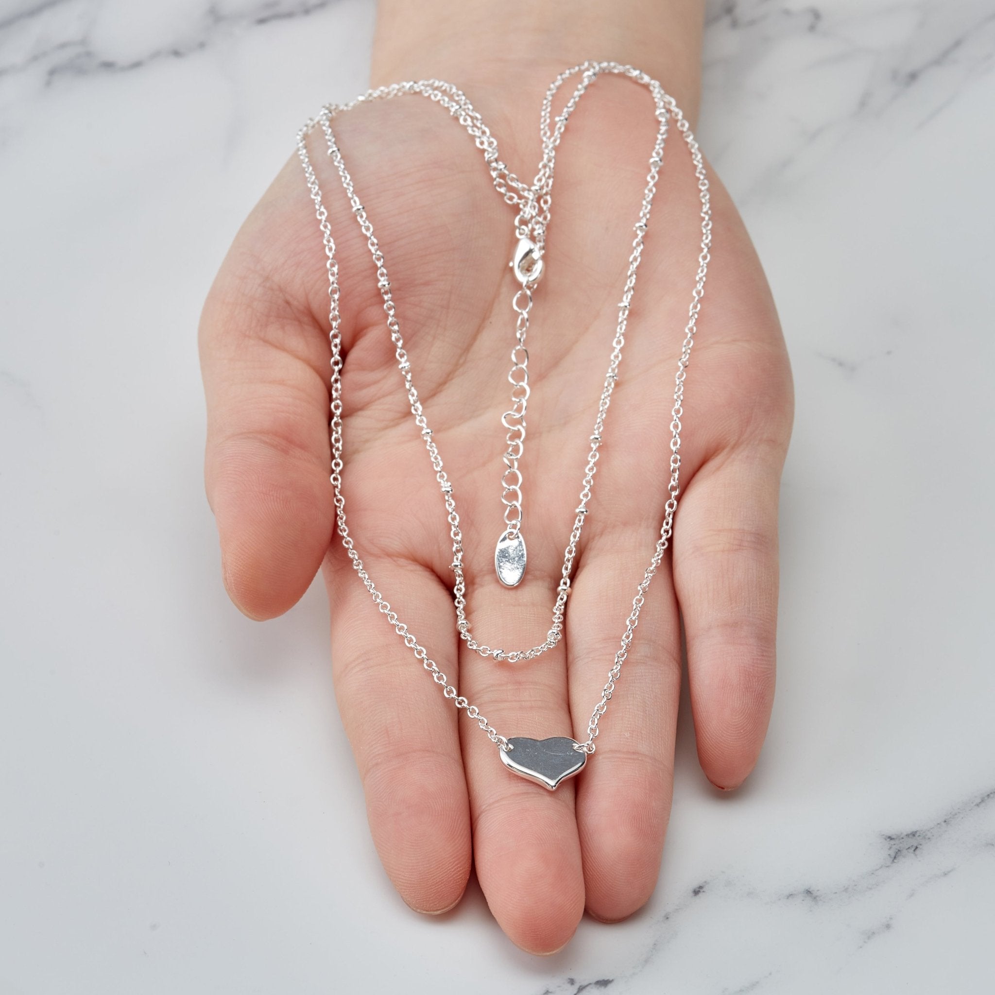 Silver Plated Double Layered Heart Necklace - Philip Jones Jewellery