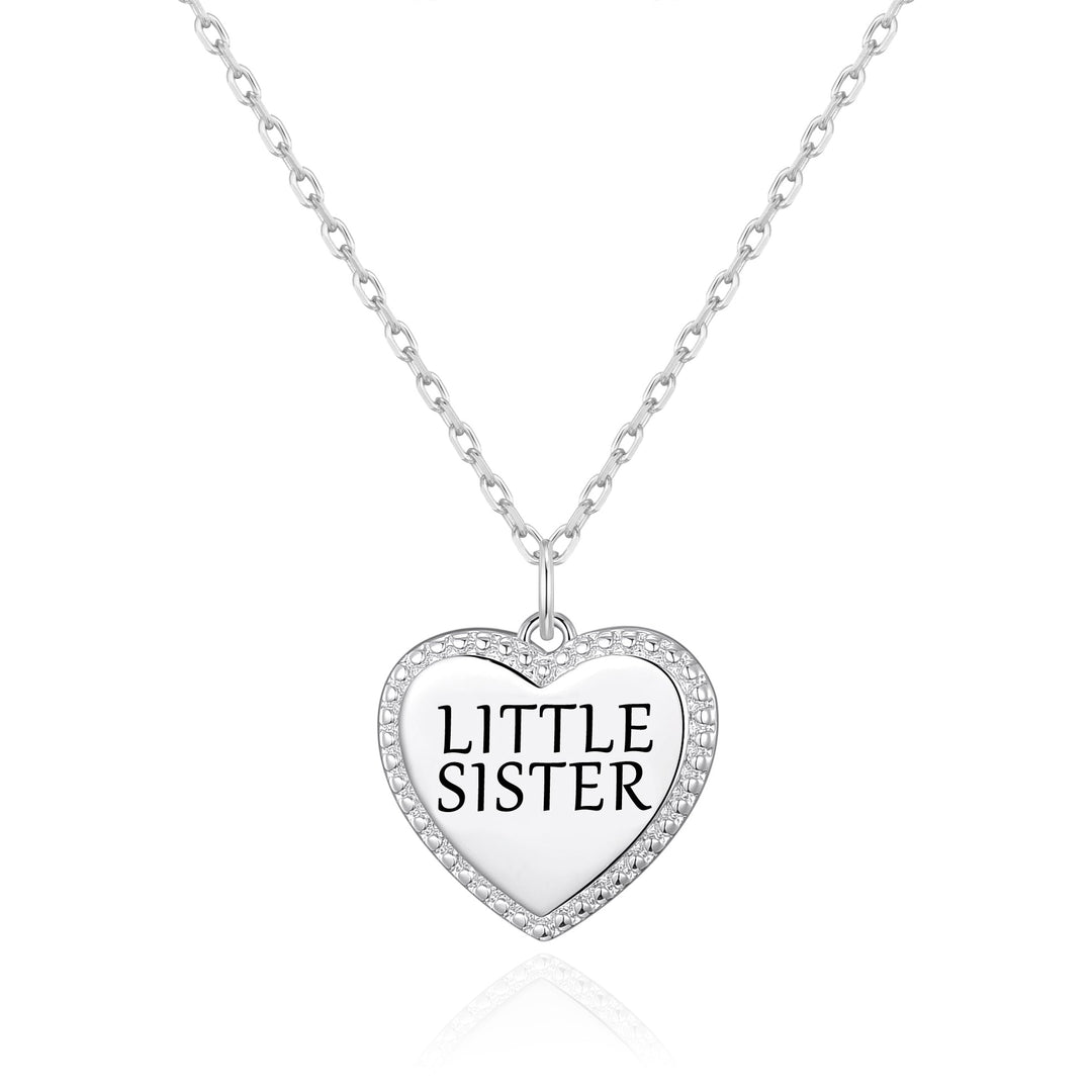 Silver Plated Filigree Heart Little Sister Necklace - Philip Jones Jewellery