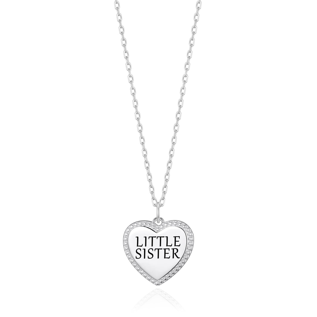 Silver Plated Filigree Heart Little Sister Necklace - Philip Jones Jewellery