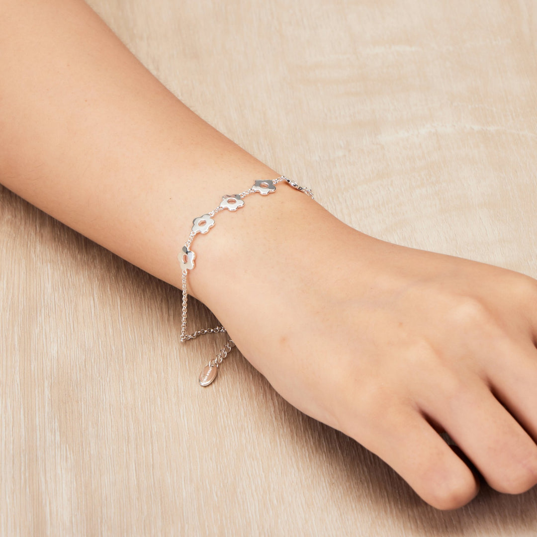 Silver Plated Flower Bracelet - Philip Jones Jewellery
