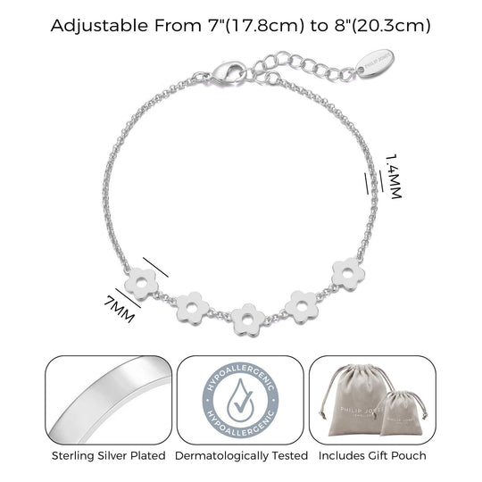 Silver Plated Flower Bracelet - Philip Jones Jewellery