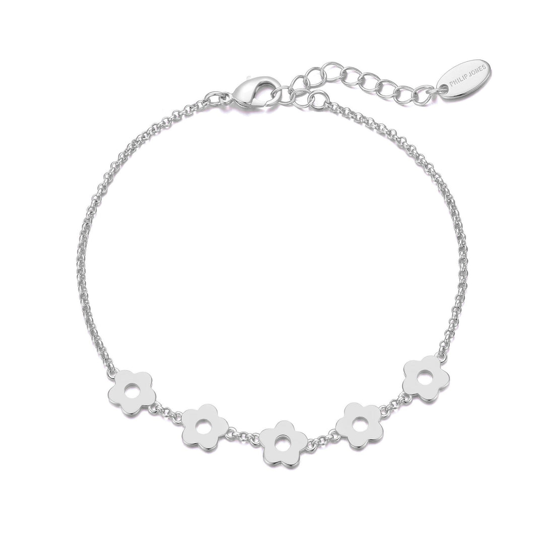 Silver Plated Flower Bracelet - Philip Jones Jewellery