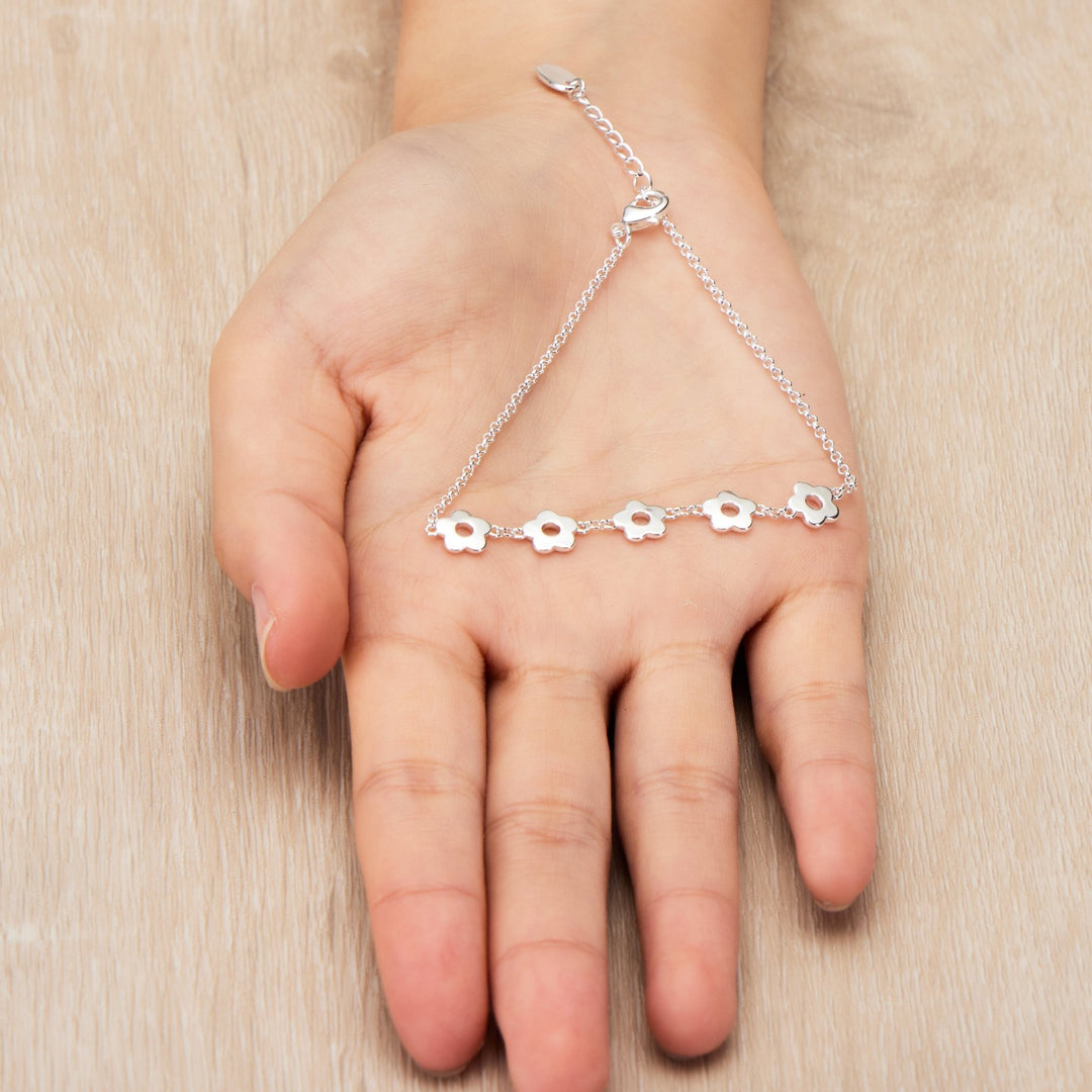 Silver Plated Flower Bracelet - Philip Jones Jewellery