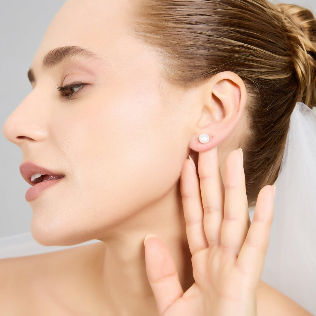 Silver Plated Freshwater Pearl Bridal Earrings - Philip Jones Jewellery