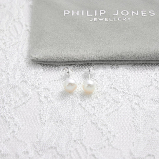 Silver Plated Freshwater Pearl Bridal Earrings - Philip Jones Jewellery
