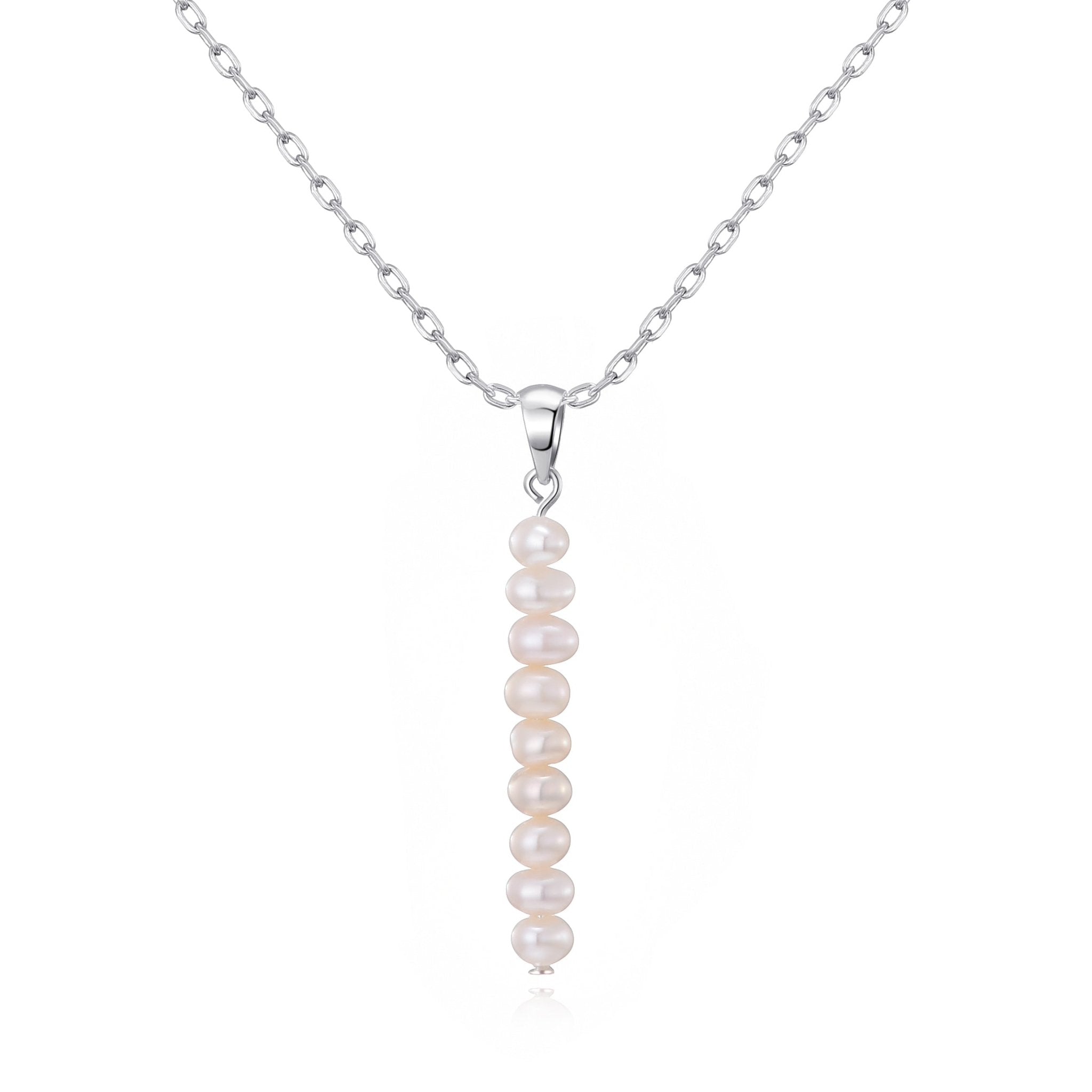 Silver Plated Freshwater Pearl Drop Necklace - Philip Jones Jewellery