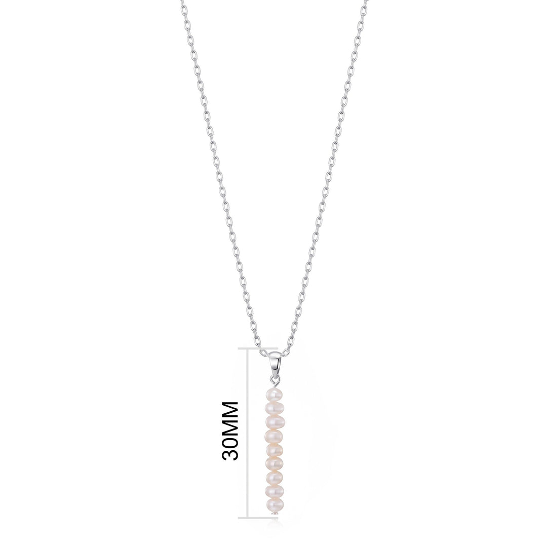 Silver Plated Freshwater Pearl Drop Necklace - Philip Jones Jewellery