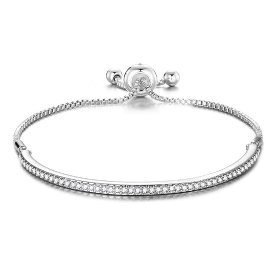 Silver Plated Friendship Bracelet Created with Zircondia® Crystals - Philip Jones Jewellery