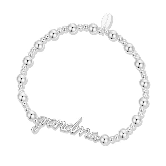 Silver Plated Grandma Beaded Stretch Bracelet - Philip Jones Jewellery