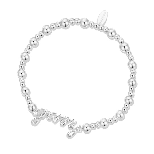 Silver Plated Granny Beaded Stretch Bracelet - Philip Jones Jewellery