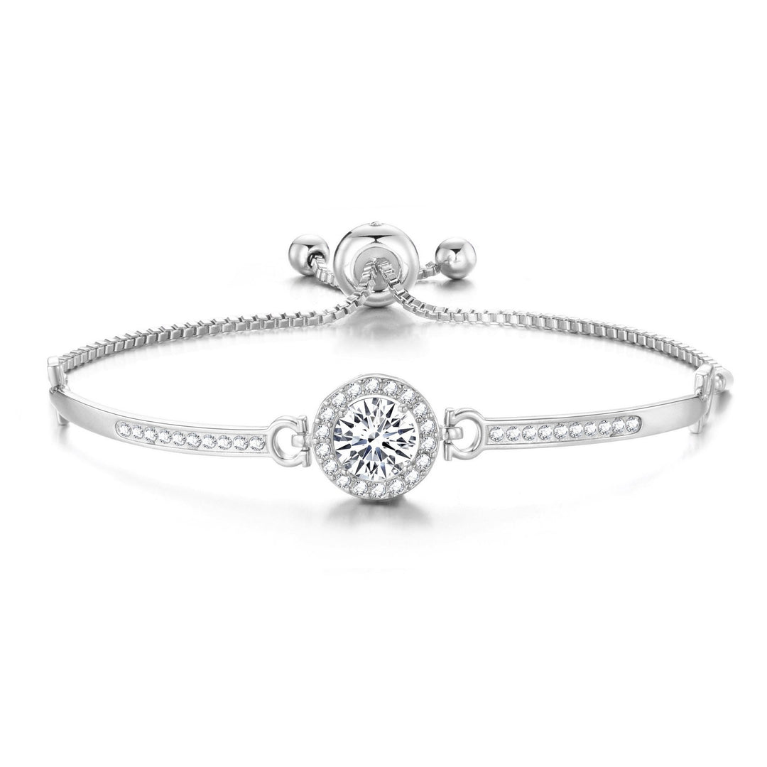 Silver Plated Halo Friendship Bracelet Created with Zircondia® Crystals - Philip Jones Jewellery
