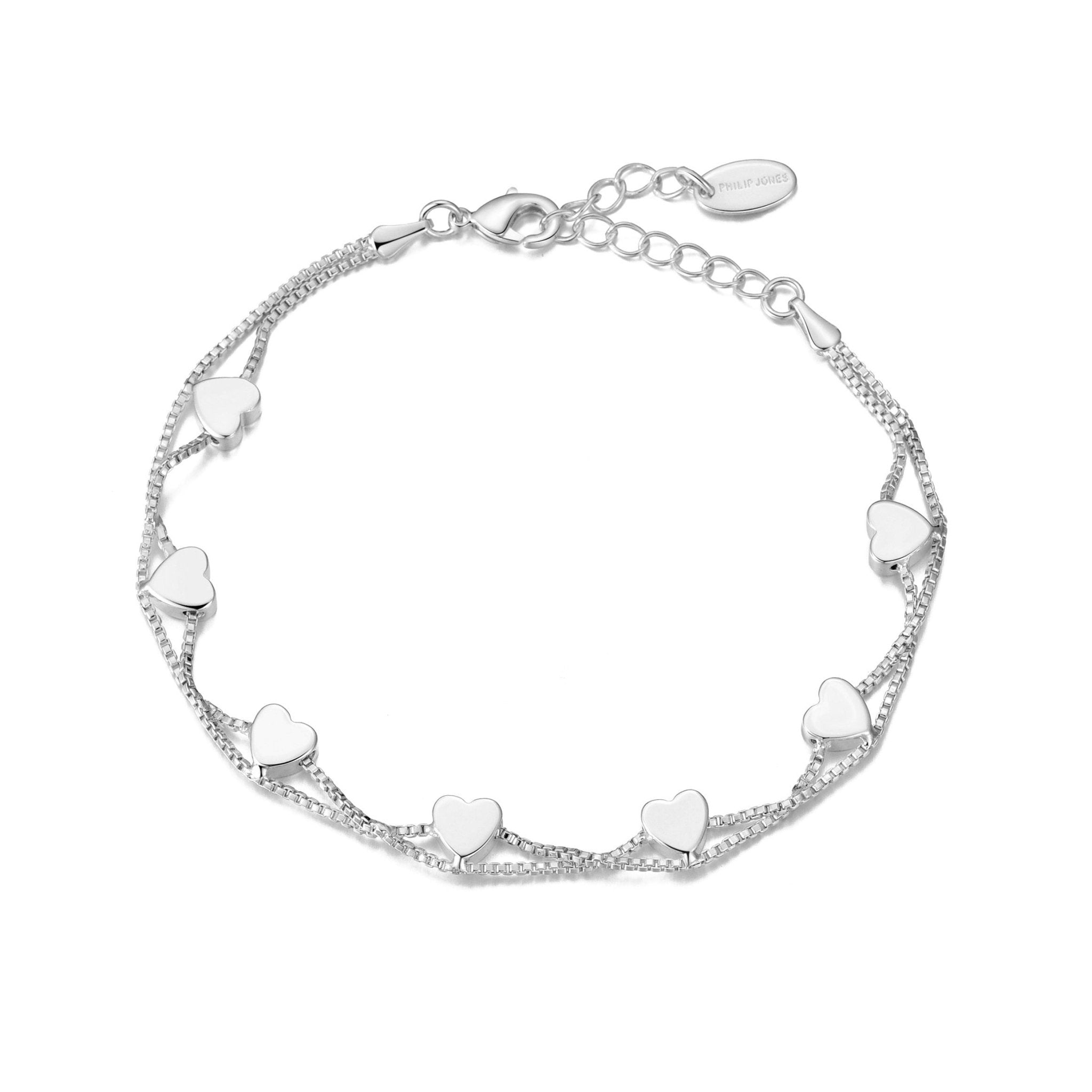 Silver Plated Heart Bracelet - Philip Jones Jewellery