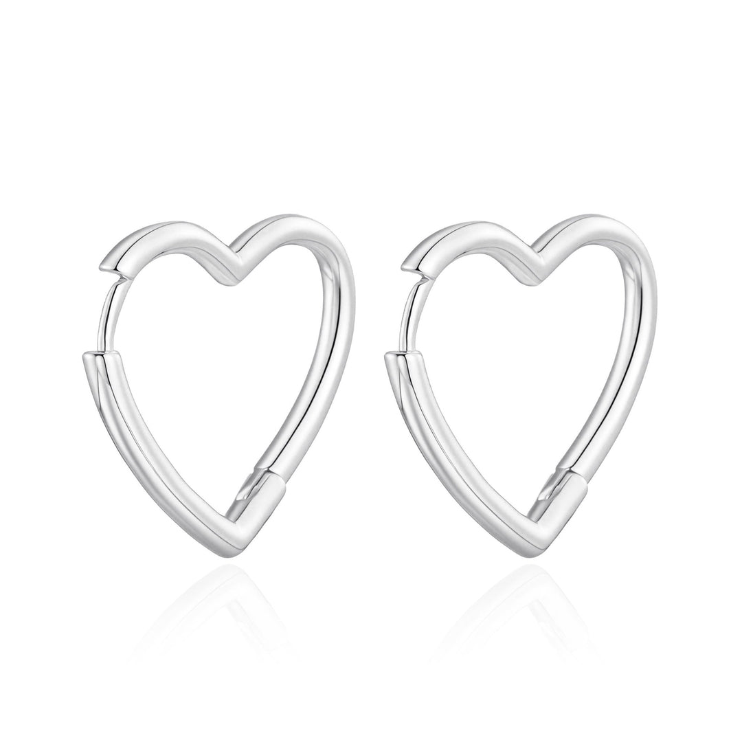 Silver Plated Heart Hoop Earrings - Philip Jones Jewellery