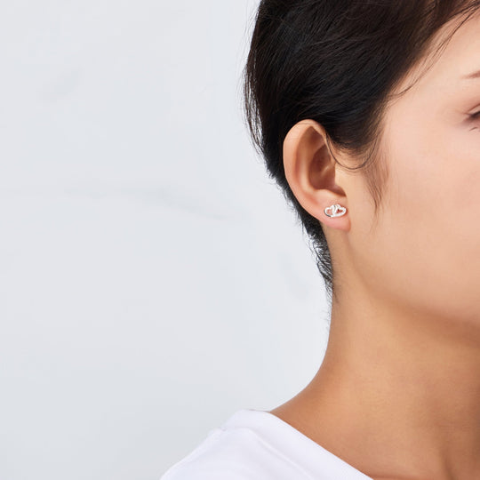 Silver Plated Heart Link Earrings Created with Zircondia® Crystals - Philip Jones Jewellery