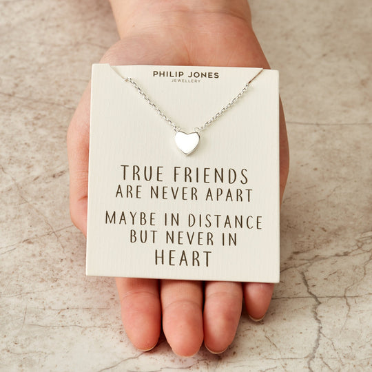 Silver Plated Heart Necklace with Quote Card - Philip Jones Jewellery
