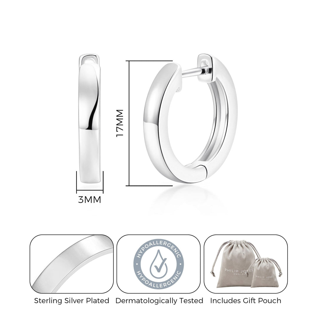 Silver Plated Hoop Earrings - Philip Jones Jewellery